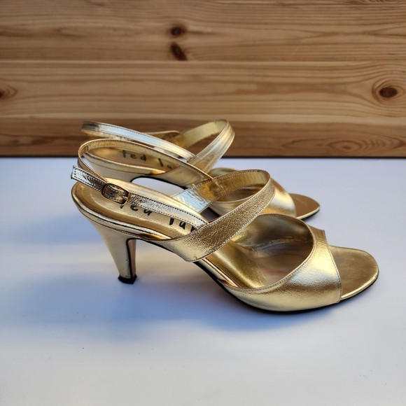 VTG Ted Land Gold Gorgeous Leather Heels. Size 7M - Picture 7 of 12